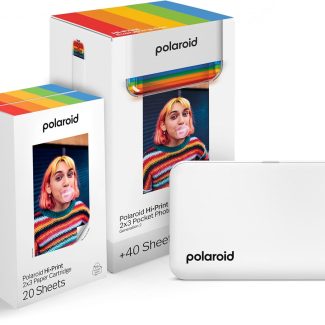 Hi-Print + Paper Bundle - 2nd Generation Bluetooth Connected 2x3 Pocket Photo Dye-Sub Printer - White Printer + 40 Photos (6438)
