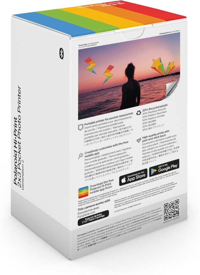 Hi-Print + Paper Bundle - 2nd Generation Bluetooth Connected 2x3 Pocket Photo Dye-Sub Printer - White Printer + 40 Photos (6438) - Image 3